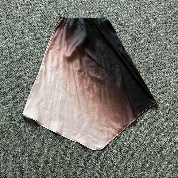 PRIMARK Brown & Black Ombre Handkerchief Asymmetrical Modest Slip Satin Skirt XS - Picture 2 of 16